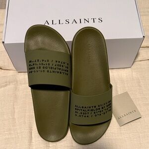 AllSaints Renegade Khaki Green Slides